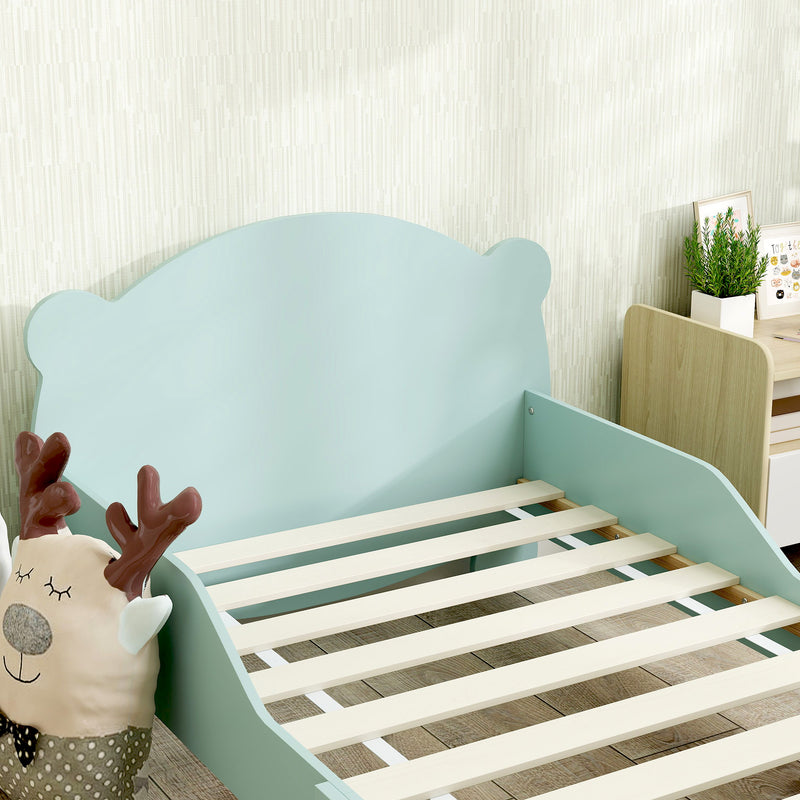Struttura Letto Singolo per Bambini Orso 143,5x80x55 cm con Sponde Laterali in Legno Verde 
