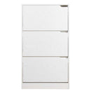 Scarpiera 3 Ante 63x24x115 cm a Doppia Profondità con Maniglie a Scomparsa in MDF Noce      