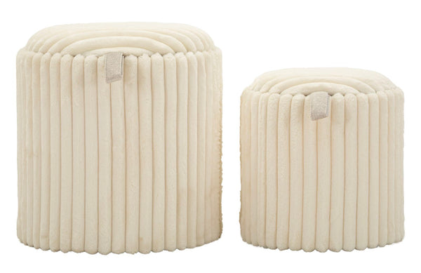 acquista Puff Goteborg Coppia Ø40x42 cm in MDF e Spugna e Poliestere Bianco
