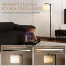 Lampada da Terra LED Dimmerabile con 5 Modalità Preimpostate 54,3x30,6x159,6 cm con Telecomando e Timer 60 Minuti in Metallo Nero   