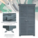 Armadio da Esterno 87x46.5x160 cm con 2 Porte a Persiana e Ripiani Interni in Legno Grigio      
