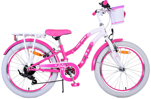 Bicicletta per Bambine 20" Freni Vbrake Cambio Shimano 7 Marce e Cavalletto con Cestino e Portapacchi Rosa acquista