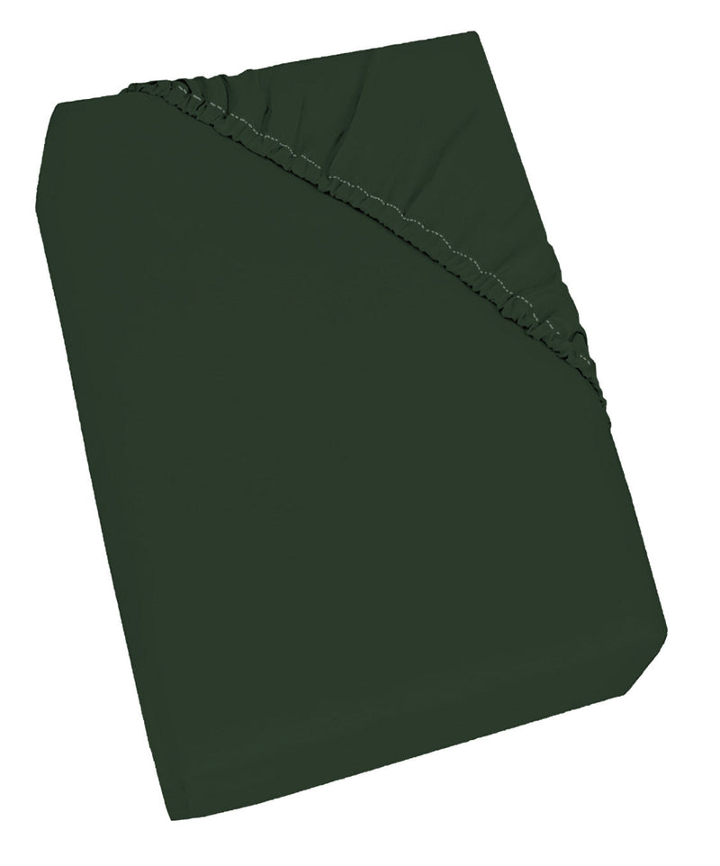 Lenzuolo Sotto con Angoli ed Elastico in Cotone Verde Oliva Varie Misure