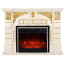 Camino Elettrico da Pavimento 111x145x38 cm Effetto Fiamma 1950W Imperial & Richi Avorio