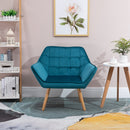 Poltrona Imbottita 79x69,5x72,5 cm in Tessuto  Petrolio