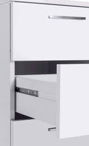 Scrivania Angolare 180/160x60x75cm cm New Selina Bianco Lucido e Ardesia