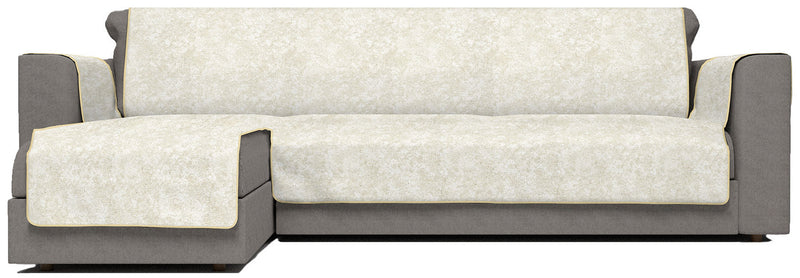 Copridivano con Penisola Sinistra in Poliestere e Cotone Panna Varie Misure