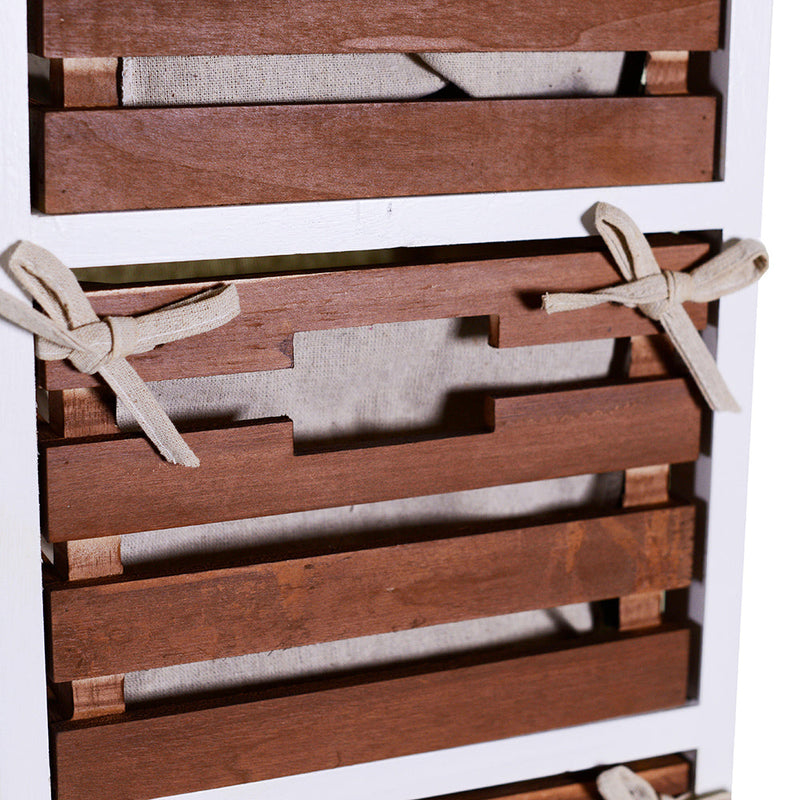 Cassettiera 4 Cassetti in Legno 30x27x85cm Atena Noce e Bianca