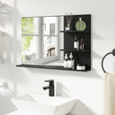 Specchio Bagno da Parete 75x10x48 cm con Mensole in Legno e Vetro Nero  