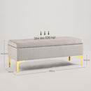 Panca Contenitore Fondo Letto 120x44x44,5cm con Tessuto Vellutato e Gambe Dorate Grigio Chiaro