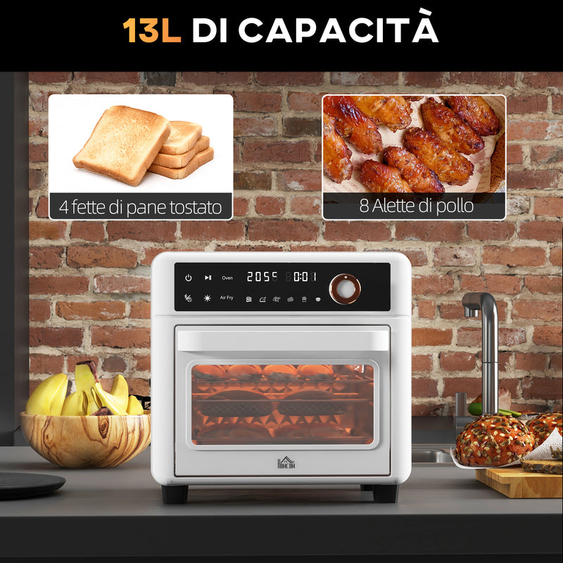 Forno Elettrico 1500W 13L 12 Programmi Friggitrice ad Aria Bianco 