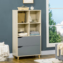 Libreria con 2 Cassetti 70,2x35x130 cm in Truciolato e MDF Naturale e Grigio