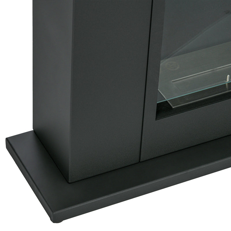 Camino a Bioetanolo da Pavimento 73x20x75 cm Bruciatore da 0,9L in Acciaio Verniciato  Nero Opaco 