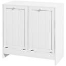 Mobile Portabiancheria con 2 Scomparti a Ribalta 66x33x68 cm in Legno Bianco