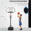 Canestro da Basket da Esterno per Bambini Altezza Regolabile 132,5-161,5 cm Multicolore