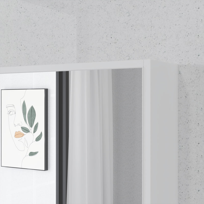 Armadietto con Specchio da Bagno con Mensole a Giorno 60x15x76cm Bianco  