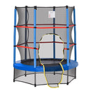 Trampolino Tappeto Elastico per Bambini da 3 Anni con Rete di Protezione e Corde Bungee  Ø140x160 cm  Blu