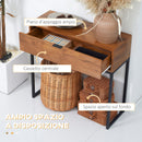 Consolle da Ingresso 80x30x76 cm con Cassetto con Gambe in Metallo Color Legno e Nero  