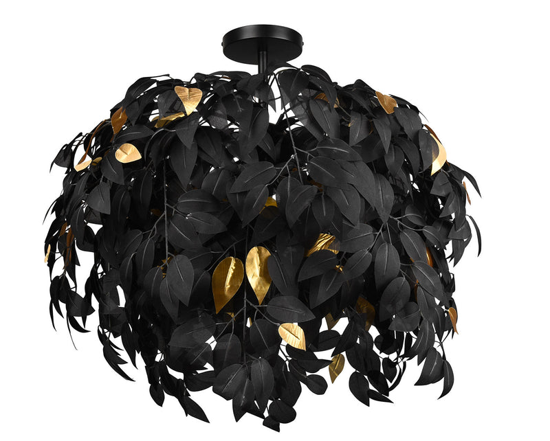 Plafoniera da Interno Attacco E14 in Metallo Nero Opaco