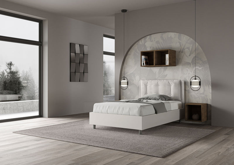 Letto 1 Piazza E Mezzo Imbottito in Similpelle Annalisa Large Bianco Varie Misure