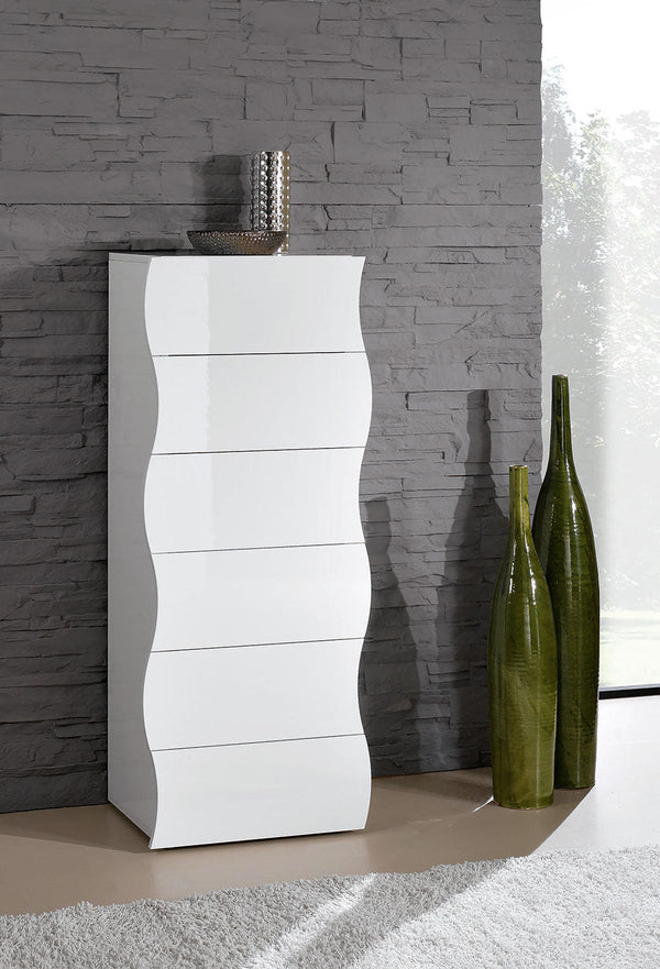 sconto Cassettiera Alta 6 Cassetti 50x40x121,5 cm Onda 6C Bianco Lucido