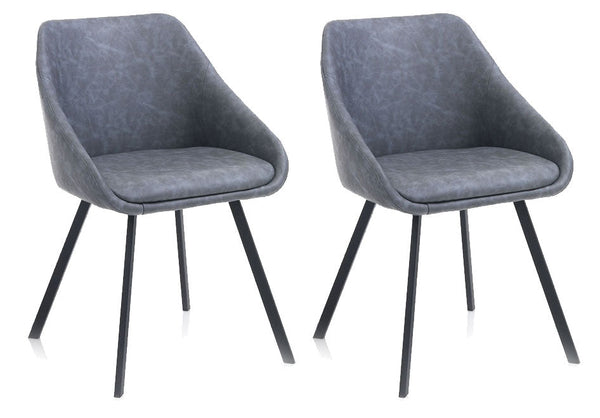 Set mit 2 Stühlen 51 x 44 x 77 cm in grauem Kunstleder online