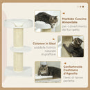 Tiragraffi per Gatti 45x45x91 cm con Lettino Rivestimento Peluche e Palo in Sisal Crema      