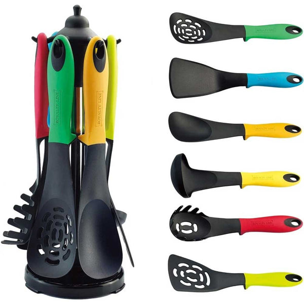 sconto Set 6 Mestoli da Cucina per Uso Alimentare Resistenti al Calore con Supporto Multicolor