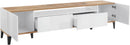Mobile TV 2 Ante 2 Cassetti 200x40x47 cm Sunrise Bianco Lucido e Acero Pereira