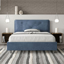 Letto Matrimoniale Francese Imbottito in Microfibra Appia Large Blu Varie Misure