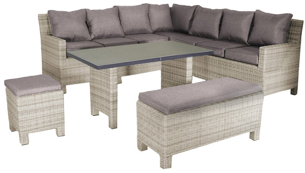 prezzo Adami Salem Melange Cremefarbenes Poly Rattan Garten Lounge Set