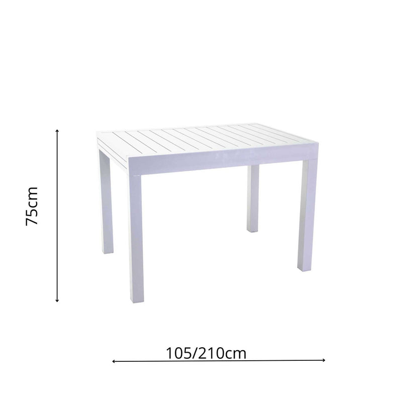 Tavolo Allungabile da Giardino 105/210x75xh75 cm in Alluminio Cleveland Bianco