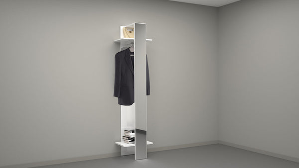 sconto Mobile Appendiabiti con Specchio 50x32x191 cm Kompact Bianco Lucido