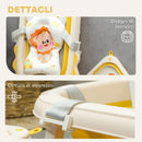 Vaschetta Bagnetto per Neonati Pieghevole 80,5x55x20 cm con Cuscino e Bacinella Lavabo Giallo  