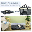 Trasportino per Cani e Gatti Pieghevole 70x51x50 cm 3 Aperture e Cuscino Grigio