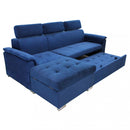 Divano Letto Derrick 234x148x84 cm in Tessuto Blu