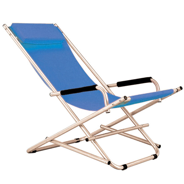 Klappbarer Liegestuhl aus blauem Texilene-Gewebe Stahl online