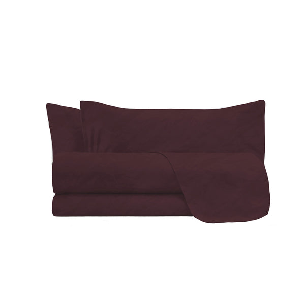 Set Lenzuola Sopra Sotto e 2 Federe Linea Water Washed Bordeaux online