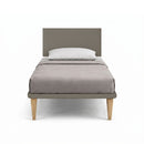 Letto Singolo con Rete Rivestita Similpelle Cappuccino Tessis Testata Flat Varie Misure
