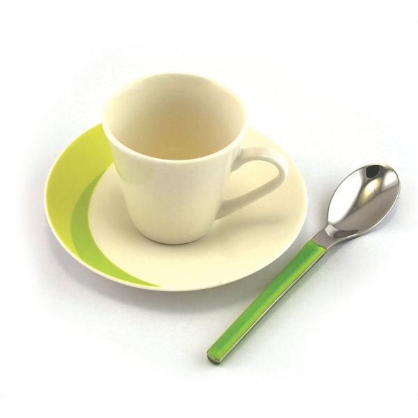Kaffeeset 3-teilig Tasse + Untertasse + Löffel Eme Natura Green Green sconto