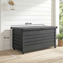 Panca Contenitore da Esterno 120x61x67 cm Capienza 350L con Coperchio Bloccabile in Acciaio Grigio      