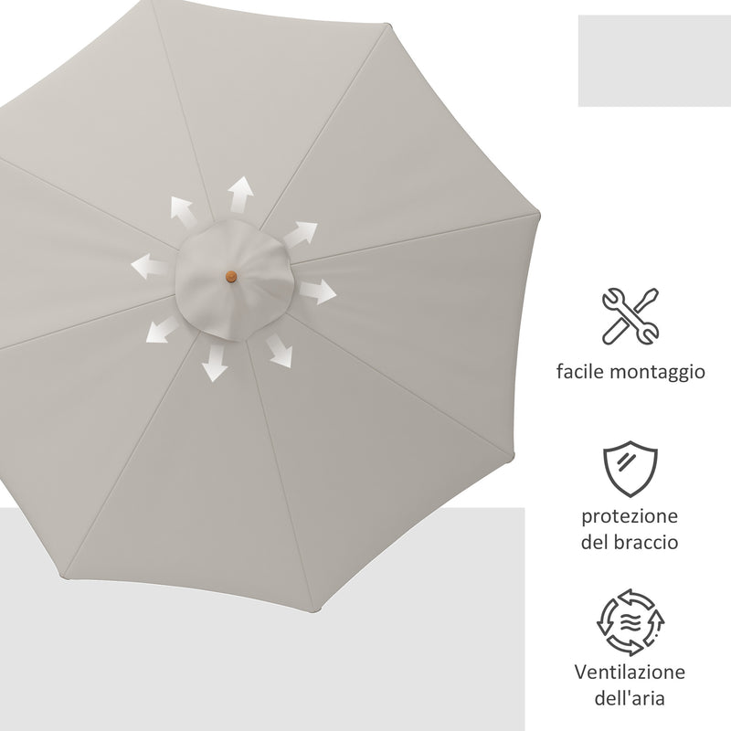 Ombrellone da Giardino Ø325x250 cm in Bambù e Poliestere Grigio  