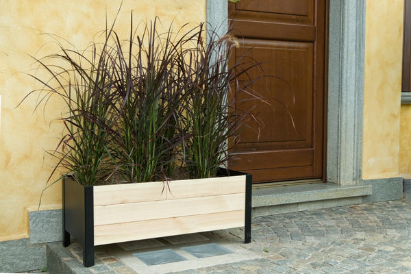 Fioriera da Giardino 58x36xH32 cm in Metallo e Legno di Pino Grezzo online