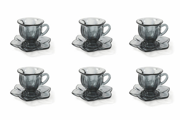 acquista Set mit 6 Kaffeetassen Ø7x7 cm in Villa d'Este Home Tivoli Glass Grey