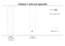 Armadio 1 Anta con Specchio 43x190x29 cm Bianco Fiammato