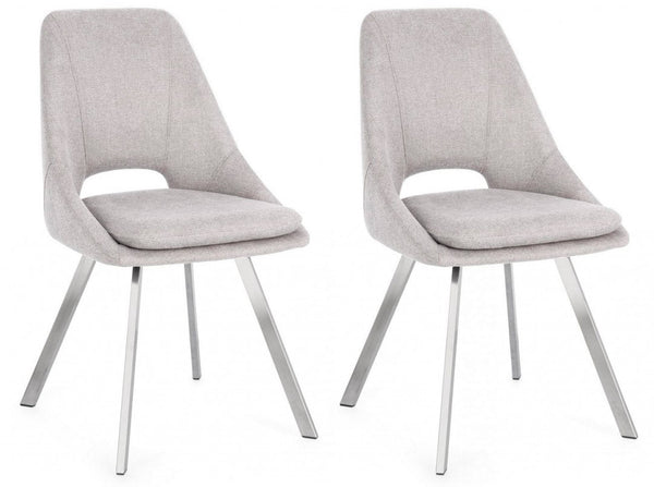Set 2 Sedie 45x49,5x85 cm Kashar in Tessuto Grigio Chiaro sconto