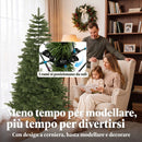 Albero di Natale Artificiale Ø130x210 cm con 1161 Rami e Base Pieghevole in Legno e Metallo Verde      