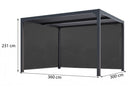 Pergola da Giardino 3,6x3 m in Alluminio con Tende Laterali Grigio Antracite
