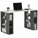 Scrivania Libreria 6 Ripiani 140x60x75 cm Tavolo Porta Computer con Scaffali Libreria in MDF Bianco e Antracite      