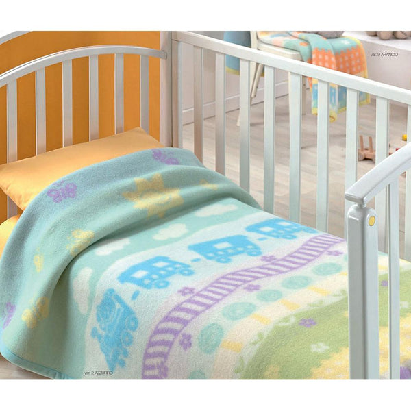 acquista Babydecke aus reiner Wolle 150x110cm 400gr Cober Titti Baby Hellblau